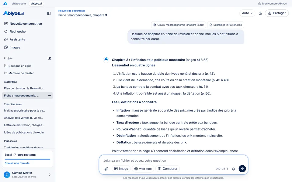 Vos documents lus, résumés, interrogés